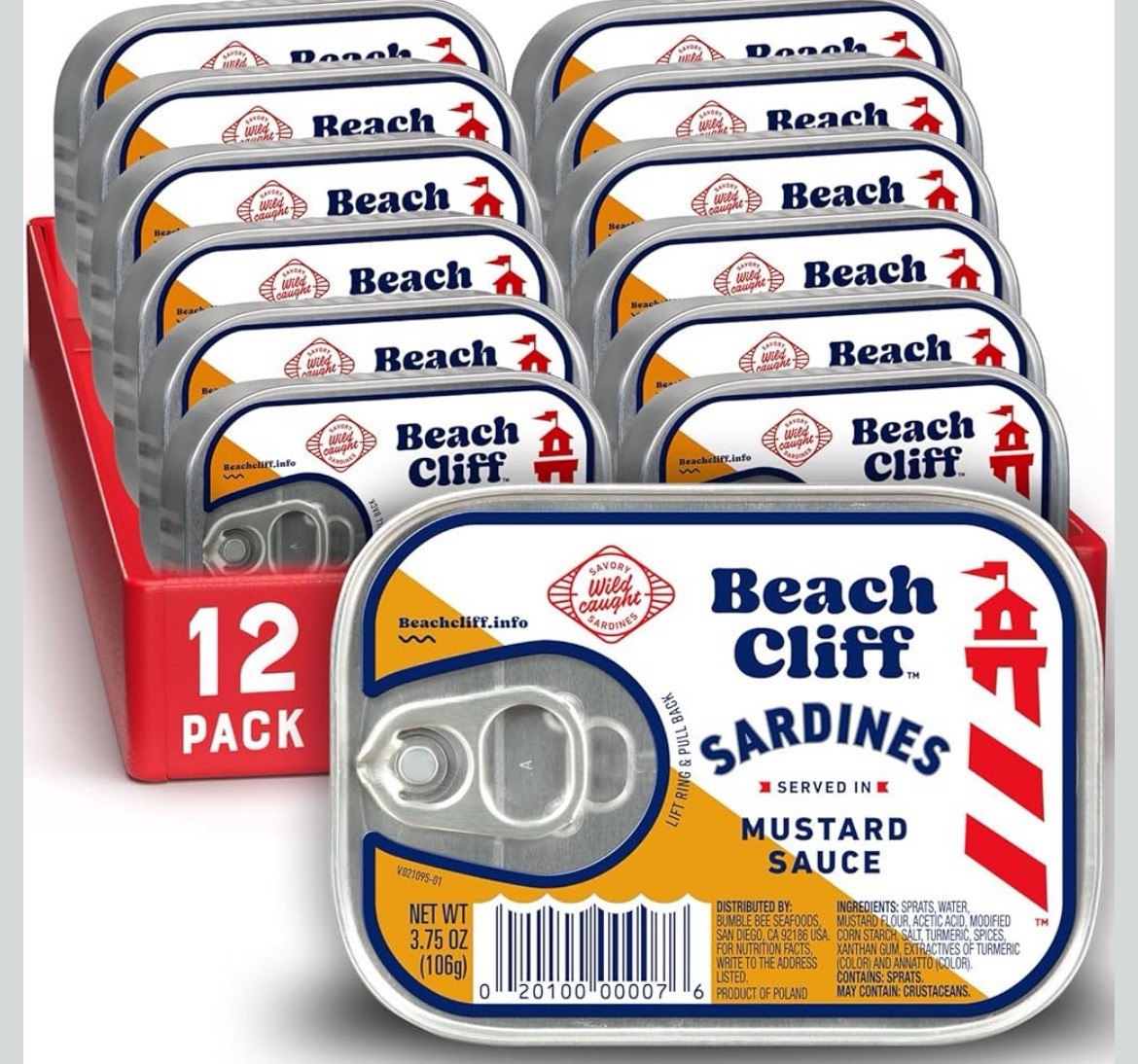 Beach Cliff Wild Caught Sardines in Mustard Sauce, 3.75 oz Can (Pack of 12) gallery