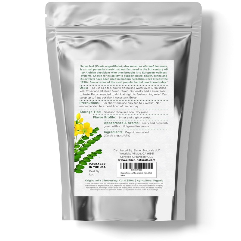 Organic Senna Leaf 4 oz. (113g), USDA Certified Organic Senna Tea Leaves, Ale... gallery