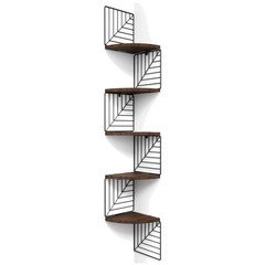 Dark Walnut Floating Corner Shelf – 5 Tier Rustic Wood