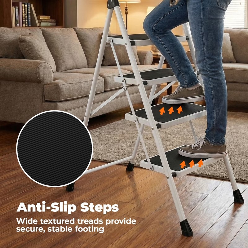 Alvantor Step Ladder,Ultra-Thin Folding Step Stools 330 lbs Capacity, 2-Inch Thi gallery