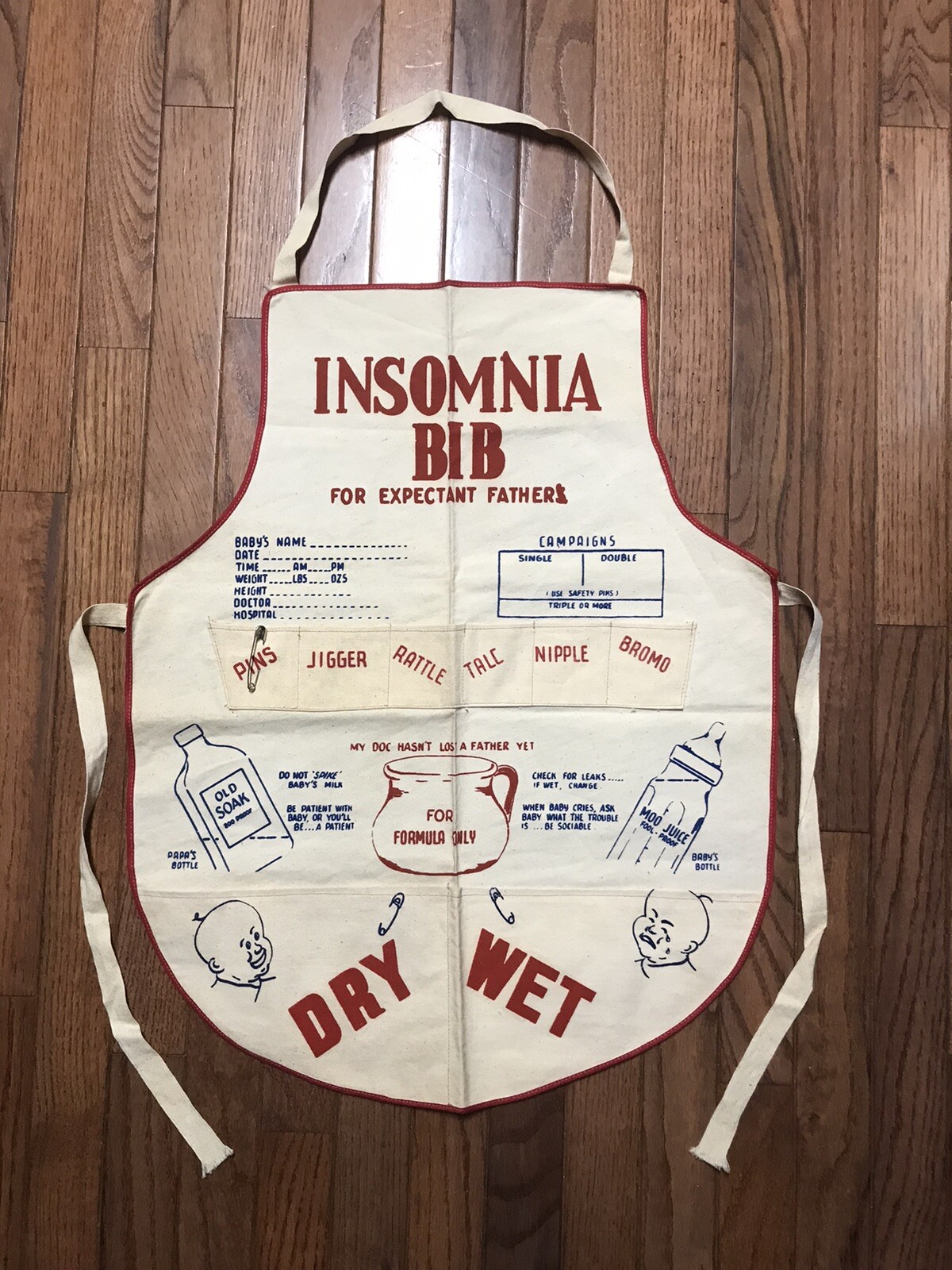 Vintage Insomnia Bib For Expectant Fathers Humorous Cotton Apron gallery