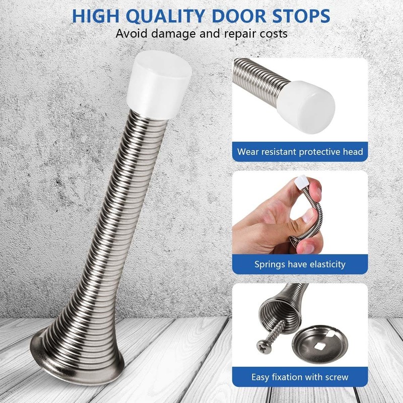 12 Pack Spring Door Stops 3 1/4 Inch Flexible Heavy Duty Spring Door Stopper gallery