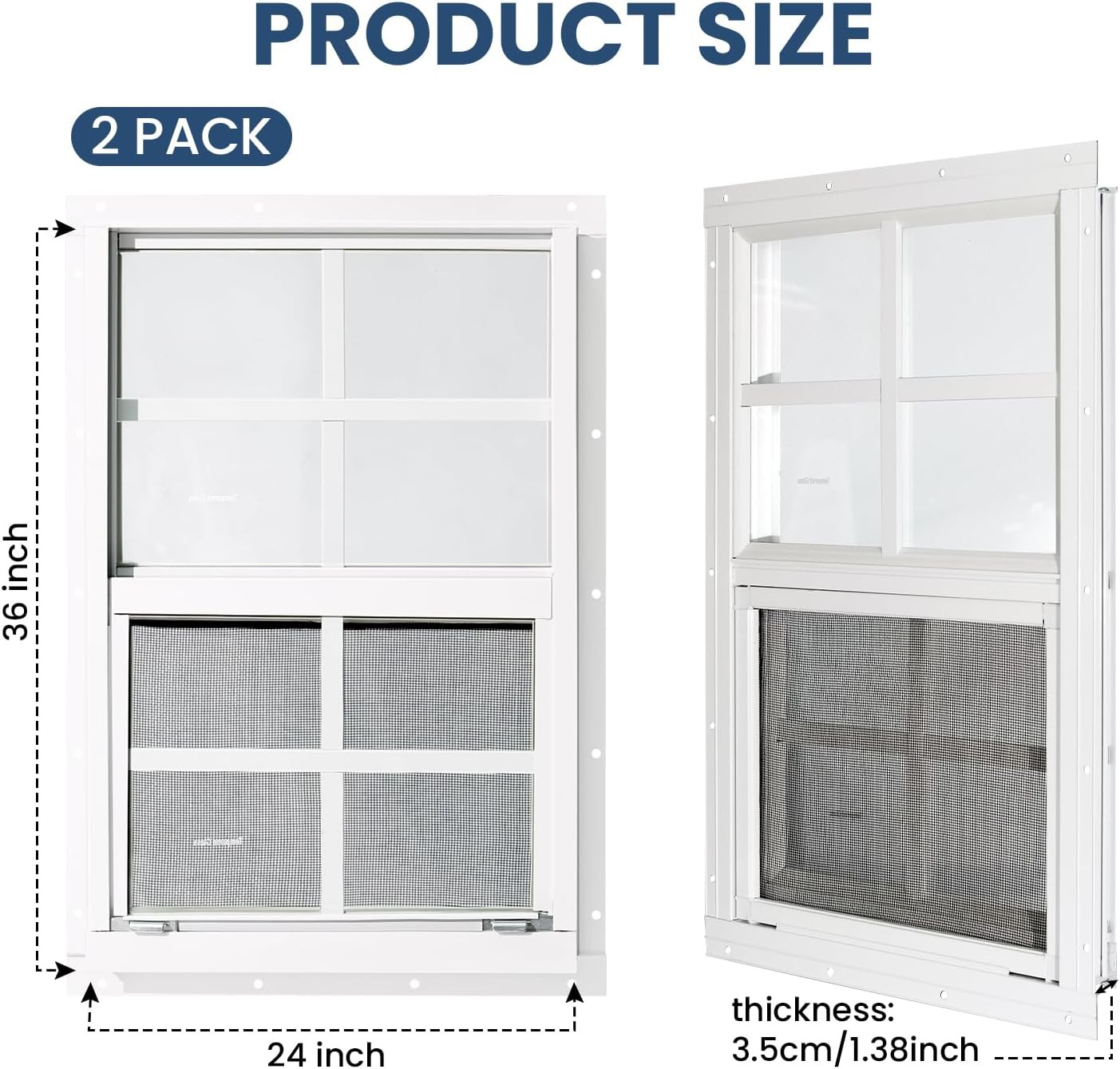 2 Pack Shed Windows,24" x 36" Small Sliding Windows,Flush Mount Windows with Tem gallery