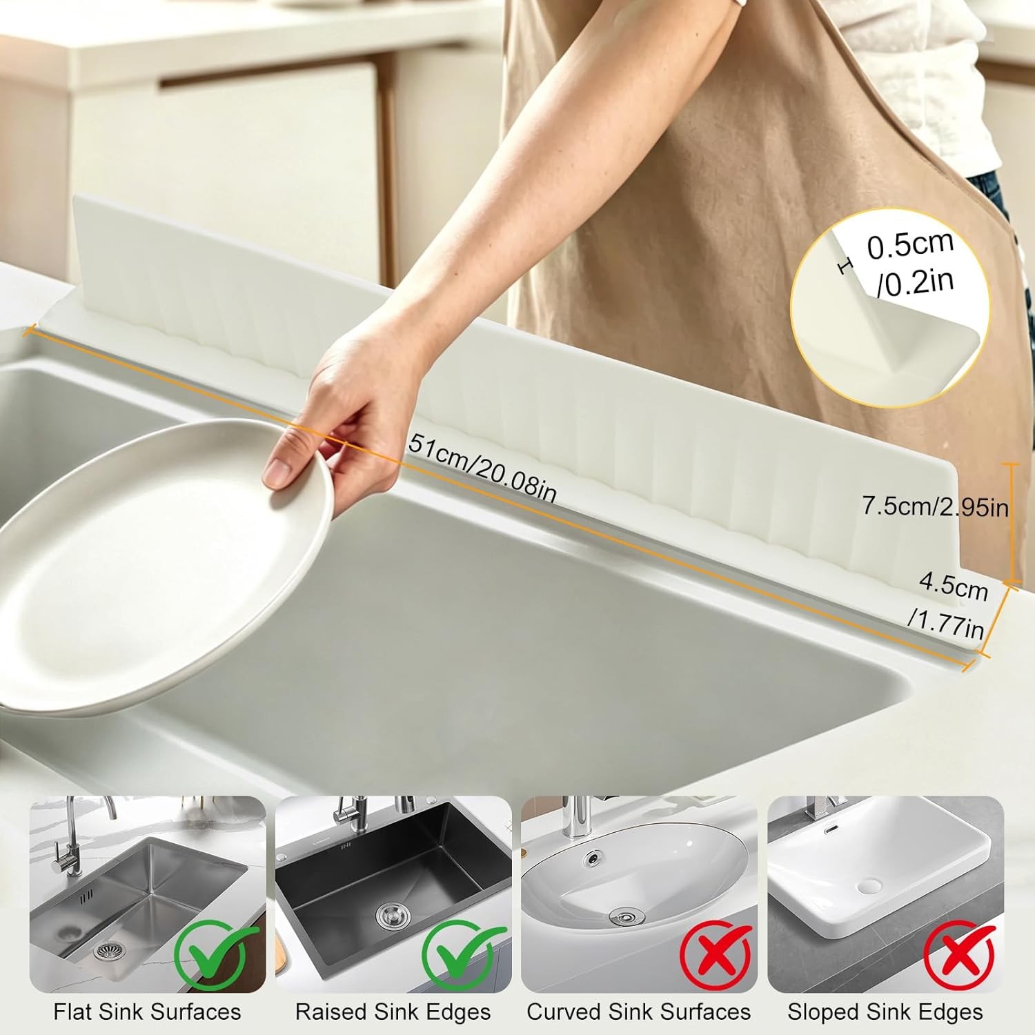 EEEKit 20" Silicone Sink Splash Guard – No Suction Cup Water Splash Protector gallery