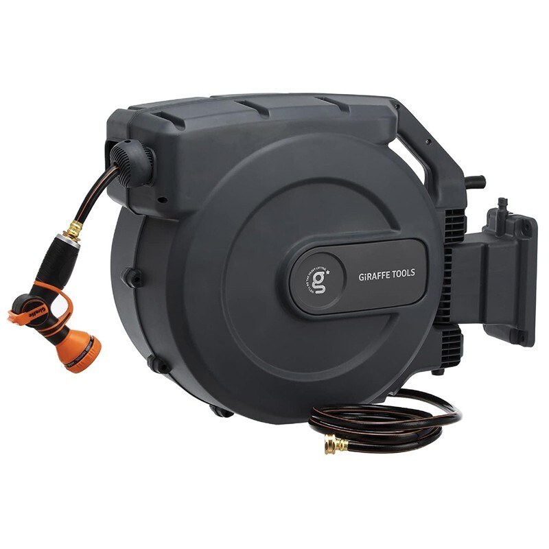 Giraffe Tools Retractable Garden Hose Reel Wall Mount 5/8-IN 115-FT with Nozzle gallery