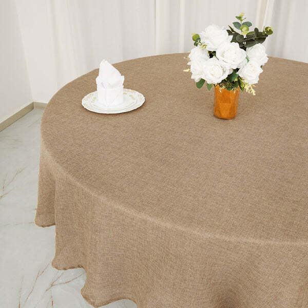 90-Inch NATURAL Round Faux Burlap Tablecloth Tablecloth Wedding Decorations gallery