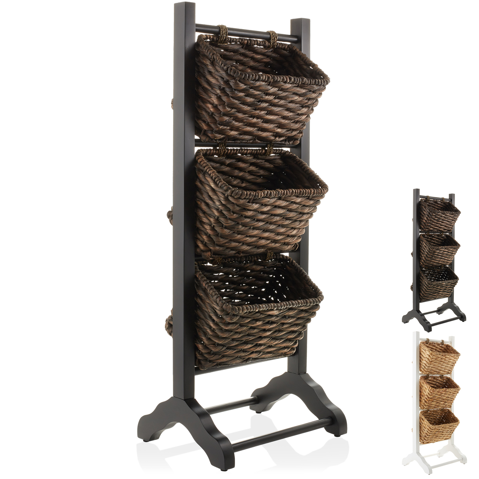 3-Tier Floor Stand w Wicker Storage Basket Bins, Organizer for Bathroom, Kitchen gallery