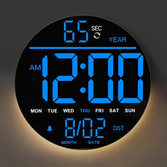 8″ Large Digital Wall Clock with LED Display, Wall Clock with Temperature, Auto
