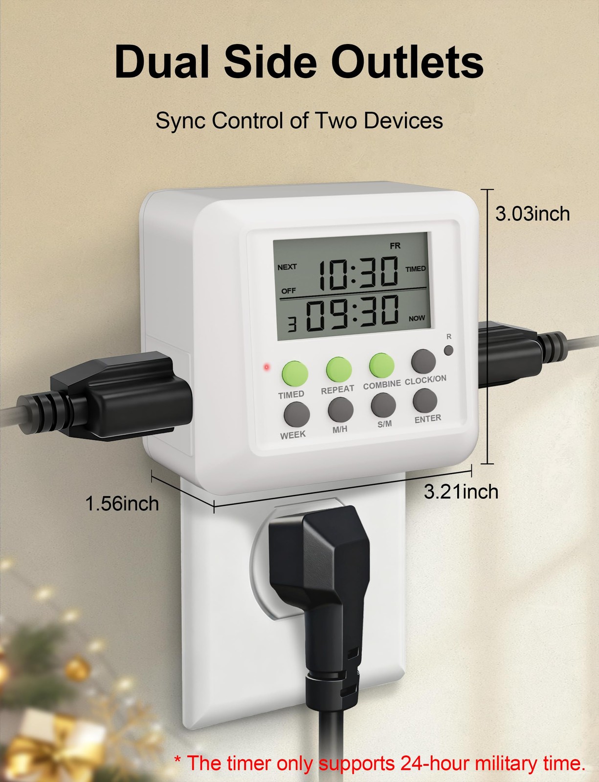 3-in-1 Dual Outlet Timer Plug Interval Cycle Indoor 7 Day 24 Hour 15A 1875W gallery