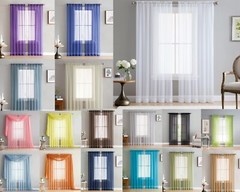 Addison Sheer Voile Window Curtain Solid Panels Rod Pocket – Set of 2