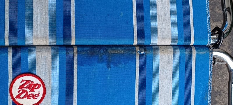 MCM / Retro Look Blue/White ZIP DEE Striped Folding Camp LOUNGE Chair Airstream gallery