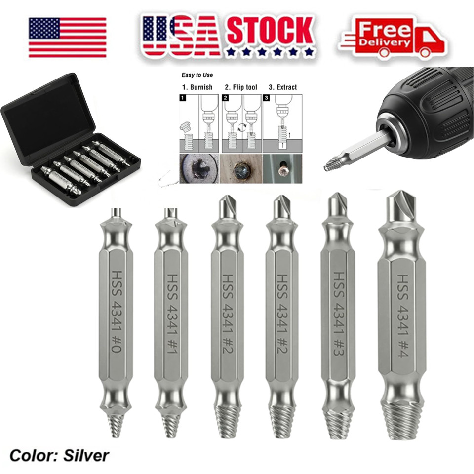 Damaged Screw Extractor Set HSS Drill Bit Easy Out Broken Bolt Stripped Remover gallery
