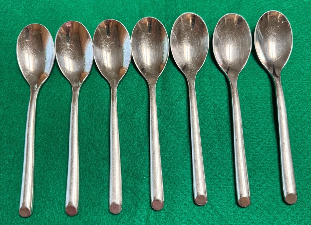 MIKASA Satin Wave Stainless Flatware Set of 7 Oval Soup Spoons