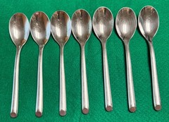 MIKASA Satin Wave Stainless Flatware Set of 7 Oval Soup Spoons