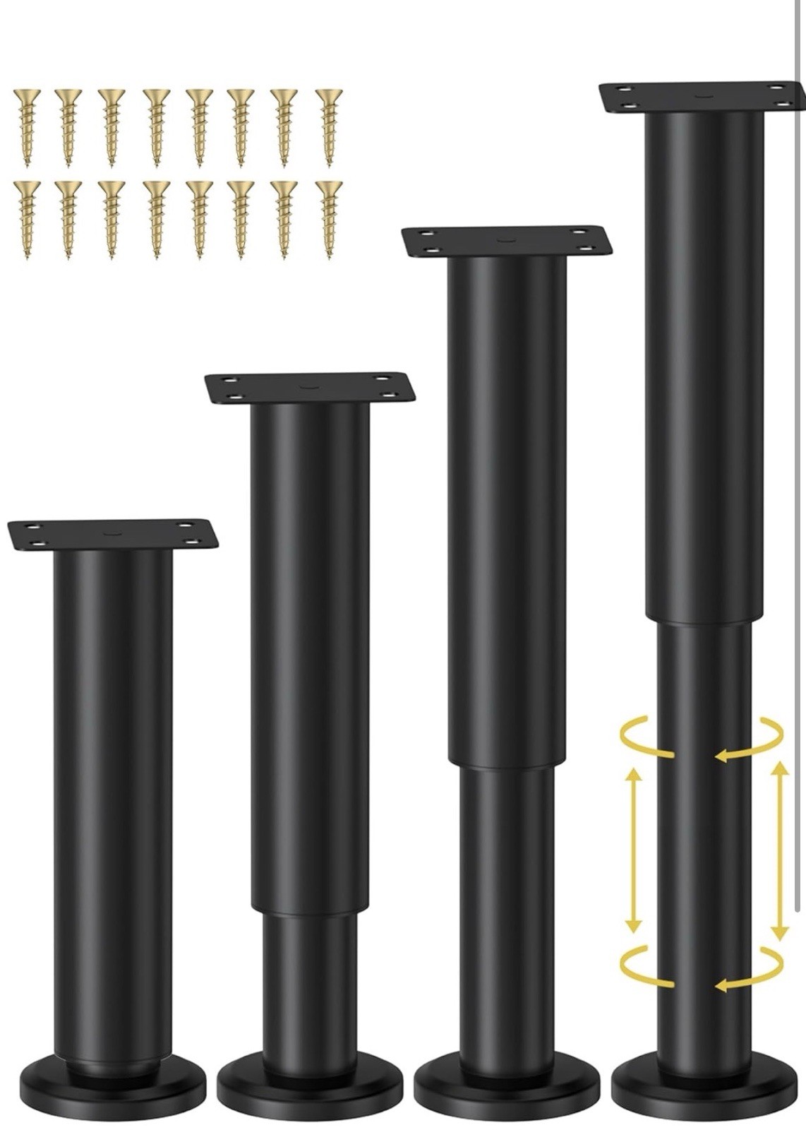 4 Pcs Adjustable Bed Support Legs for Bed Frame/Bed Center Slat, Metal Adjust... gallery