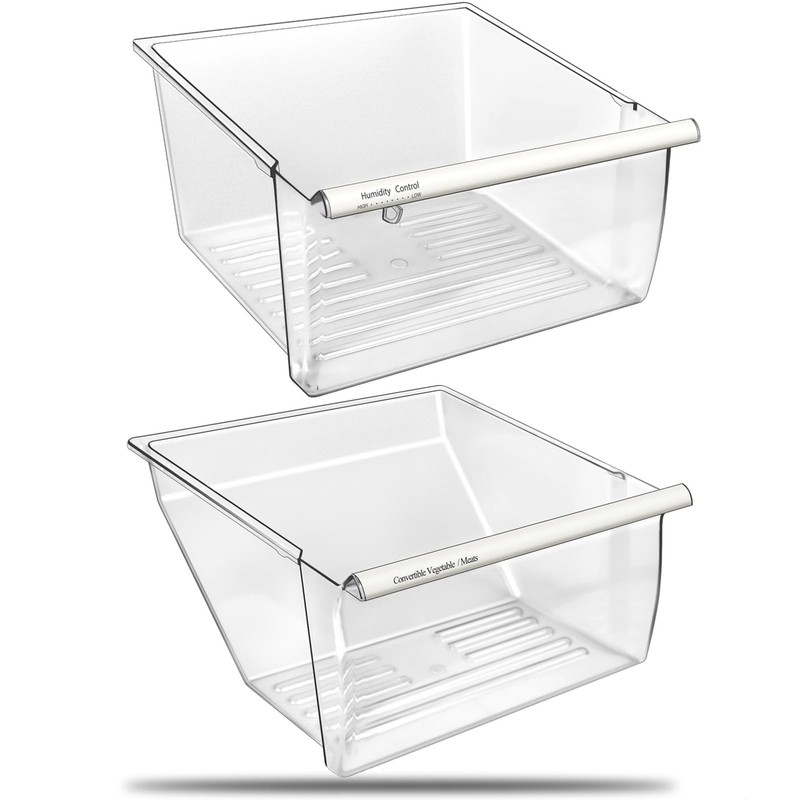 2 Pack Fridge Crisper Drawer Replacement - Humidity Control Upper & Lower Bin gallery