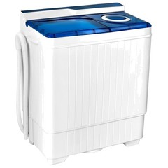 Portable Full-Automatic Top Load Washing Machine, 26lbs Capacity – Blue & White
