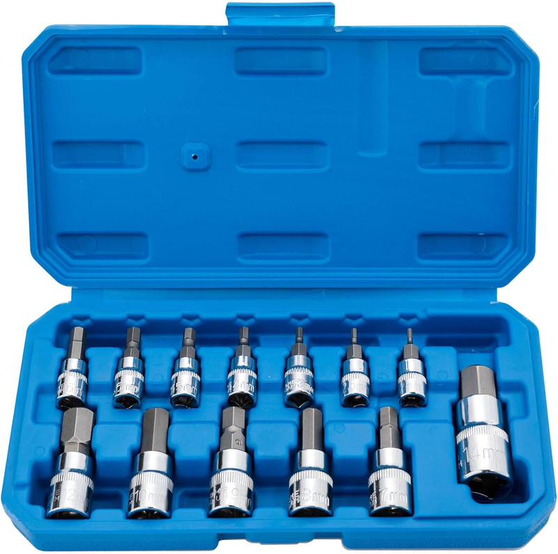 Hex Bit Socket Set Premium S2 Alloy Steel | 13-Piece Metric 2mm - 14mm Allen Soc gallery