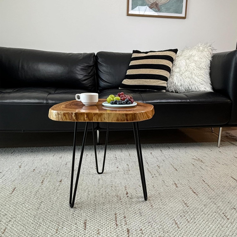 Unique Live Edge Side Table - Natural Wood End Table for Living Room & Bedroom gallery