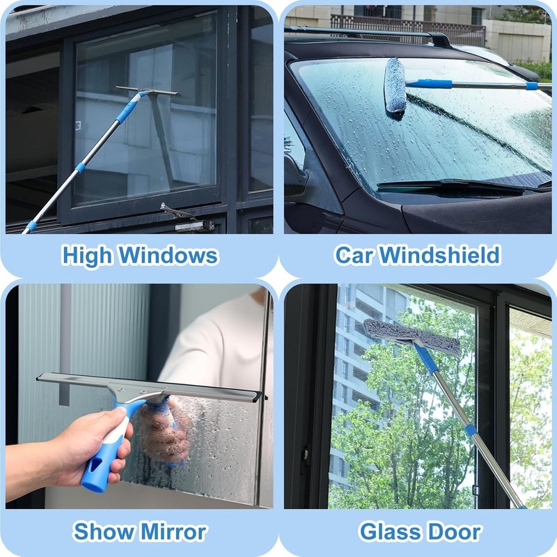 77in Window Squeegee Cleaner Tool w/ Extension Pole Glass Cleaner. gallery