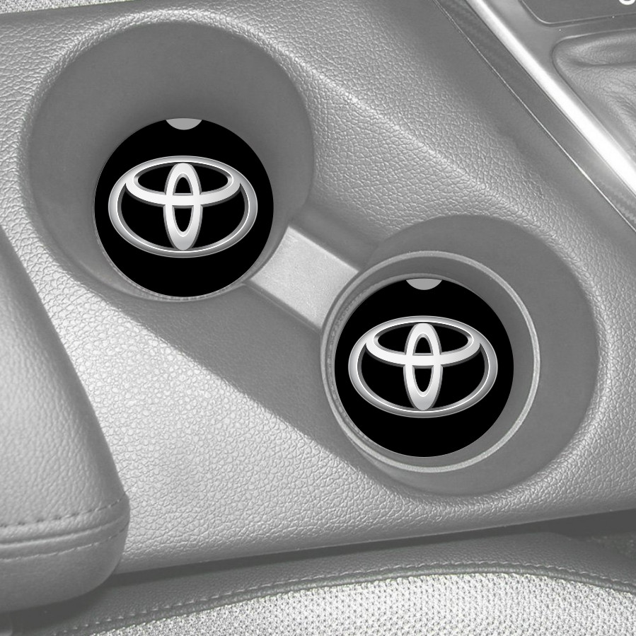 TOYOTA LOGO SILVER DESIGN CUSTOM RUBBER CAR COASTERS SET (2) gallery