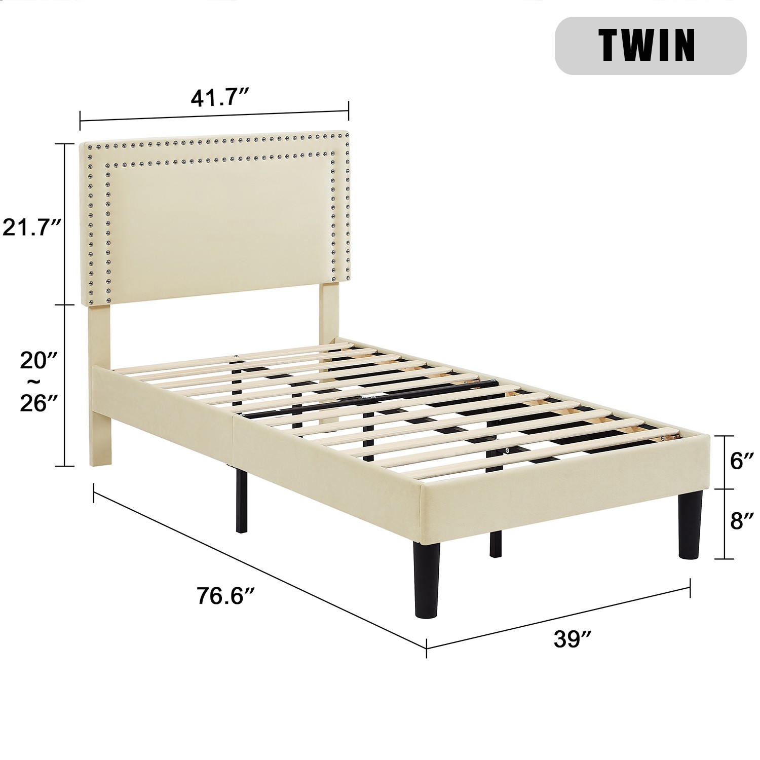 Twin Full Queen Platform Bed Frame with Upholstered Headboard Adjustable Height gallery