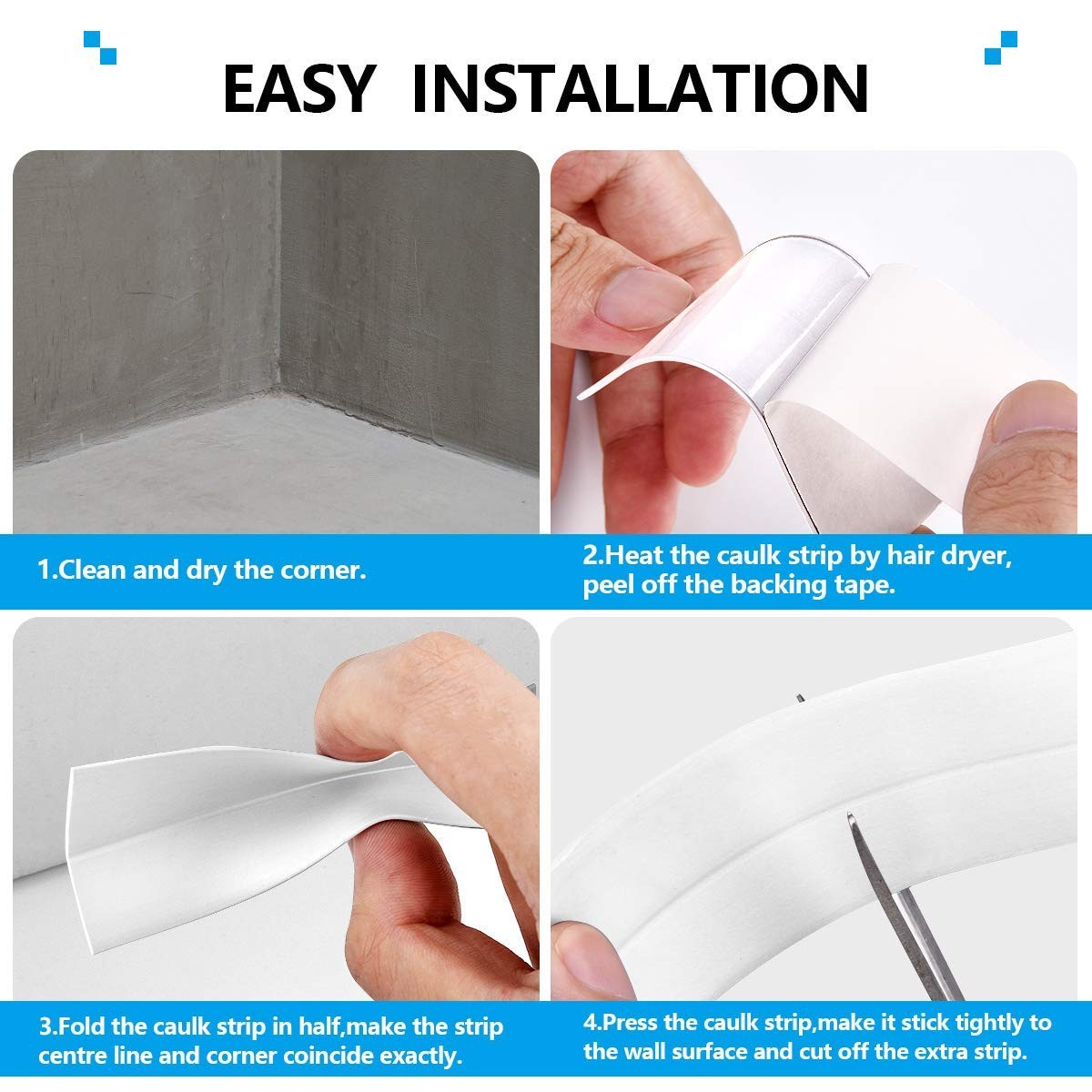 11Ft Caulk Tape Self Adhesive Waterproof Sealant Strip for Bathroom/Kitchen/Sink gallery