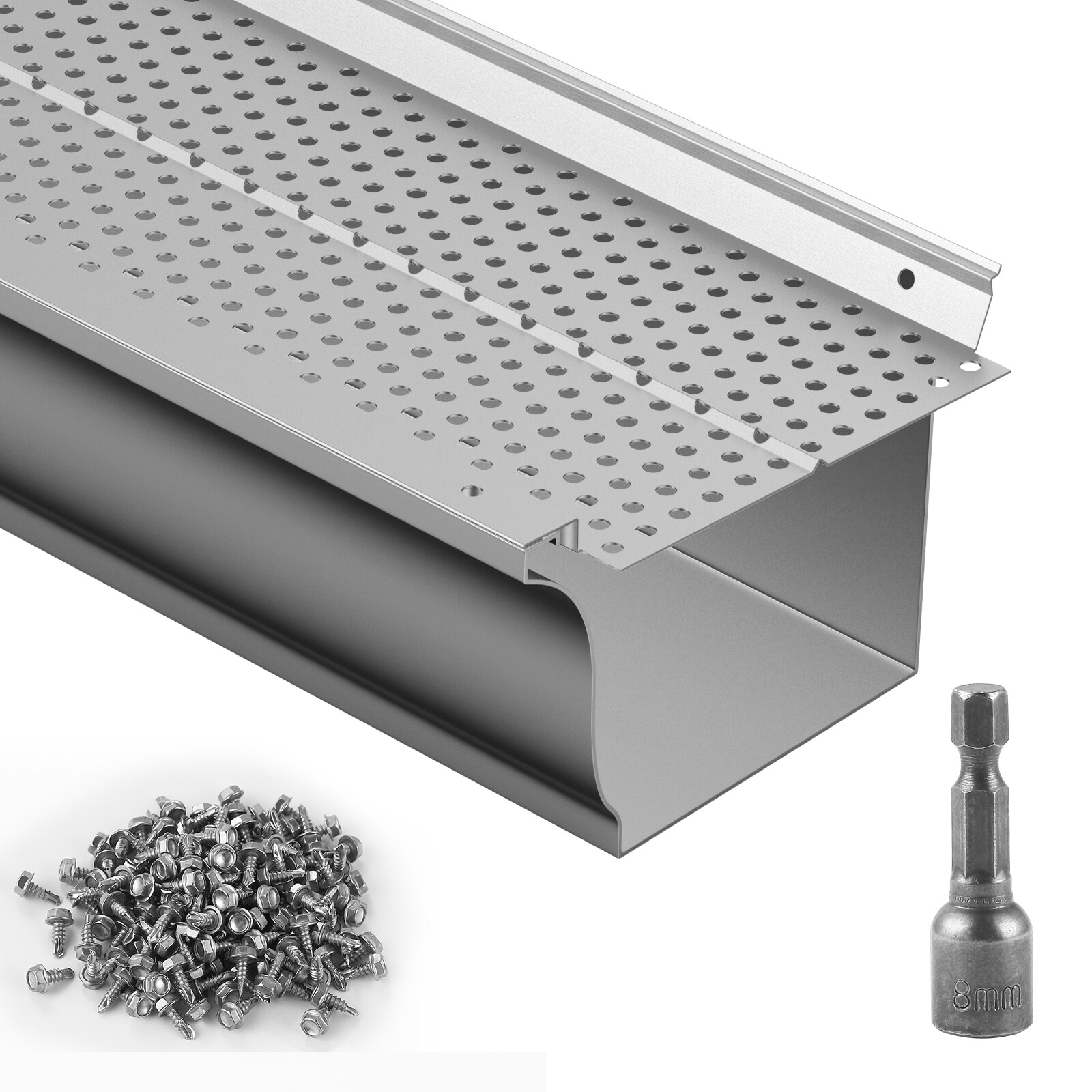 VEVOR Gutter Guard 5 in Wide 104 ft Length Cover Mesh Leaf Debris Protection gallery