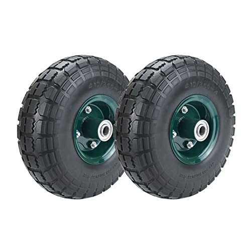 2 Pcs 10" Flat Free Tires Solid Pneumatic Tires Wheels, 4.10/3.50-4 Air Less gallery