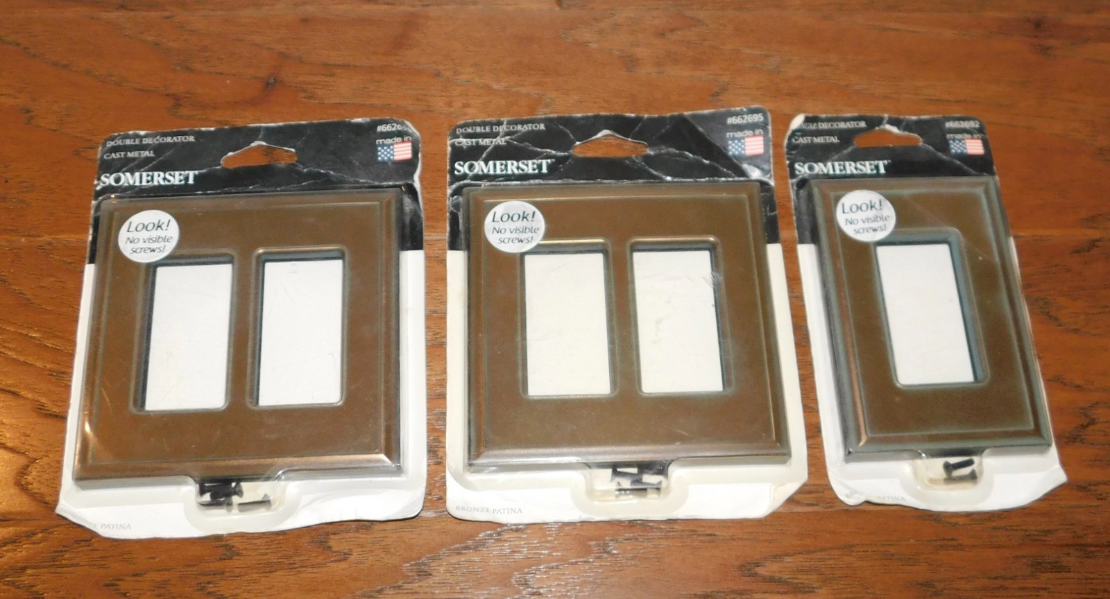 LOT 3 Somerset Double&Single Rocker Switch Plate Bronze Patina No Visible Screws gallery