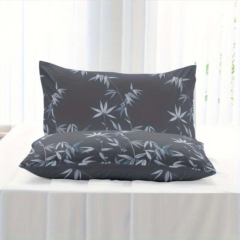 3pcs Bamboo Leaf Print Fitted Sheet Set Soft Hypoallergenic Breathable gallery