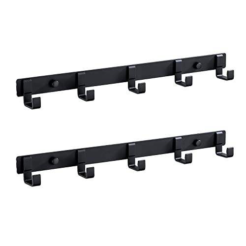 2 Pack Hat & Coat Rack - Wall Mounted Aluminum Alloy Hook Rack (5 Hooks Black) gallery