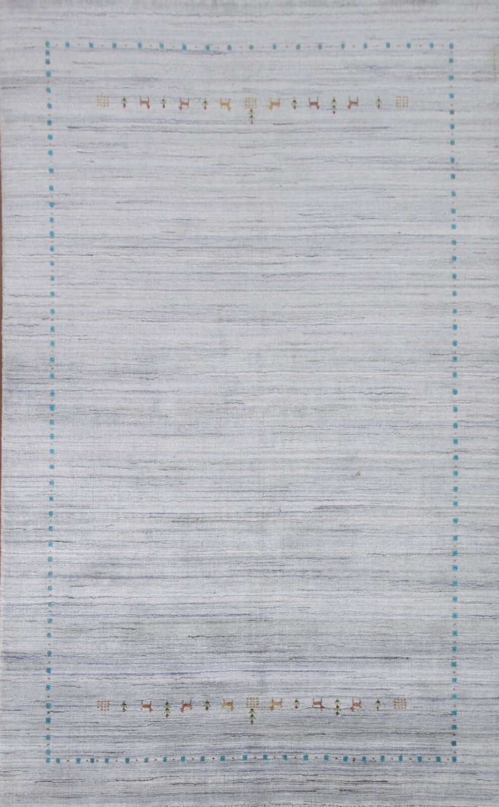 Bordered Little Animal Design Wool Gabbeh Area Rug 5'x8' Hand-knotted Carpet gallery