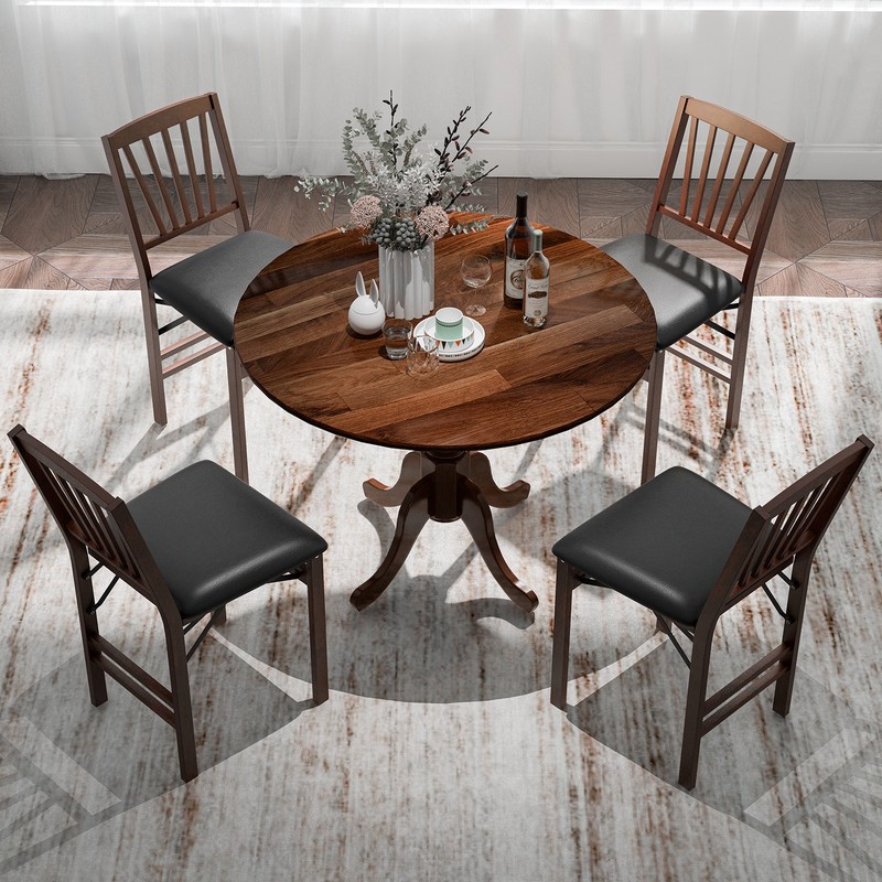 Rustic Dining Table Wooden Dining Table w/ Round Tabletop & Curved Trestle Legs gallery