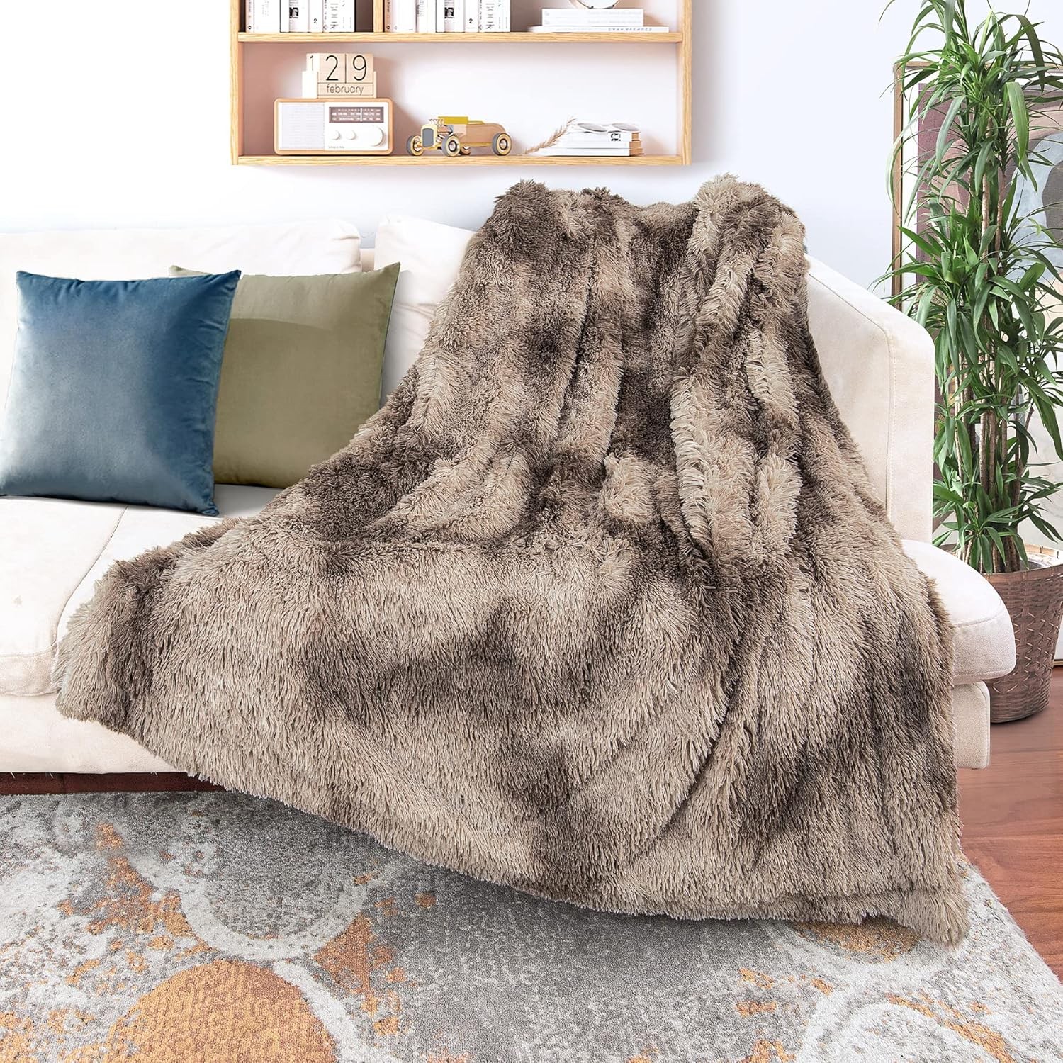 Decorative Extra Soft Faux Fur Blanket Queen Queen-80" x 90" Tie Dye Brown gallery