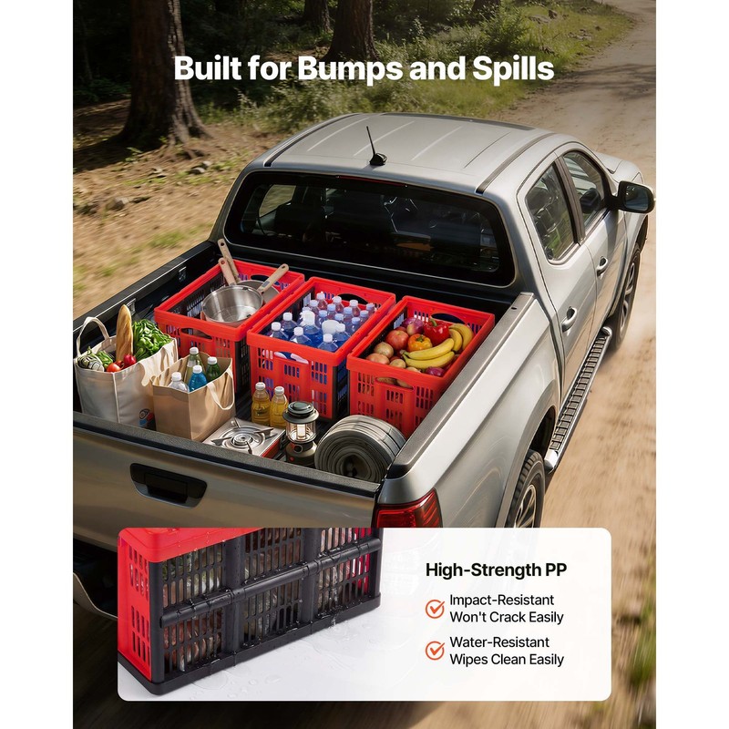 32L Collapsible Crates, 3-Pack, PP, Stackable, 26lb, Fold-Flat to 2.7in gallery