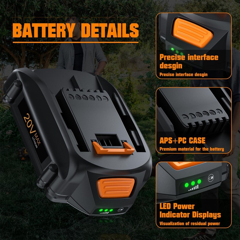2pack For WORX 20V MAX Extend Lithium Battery 20 Volt WA3520 WA3525 WA3575 WG155 gallery