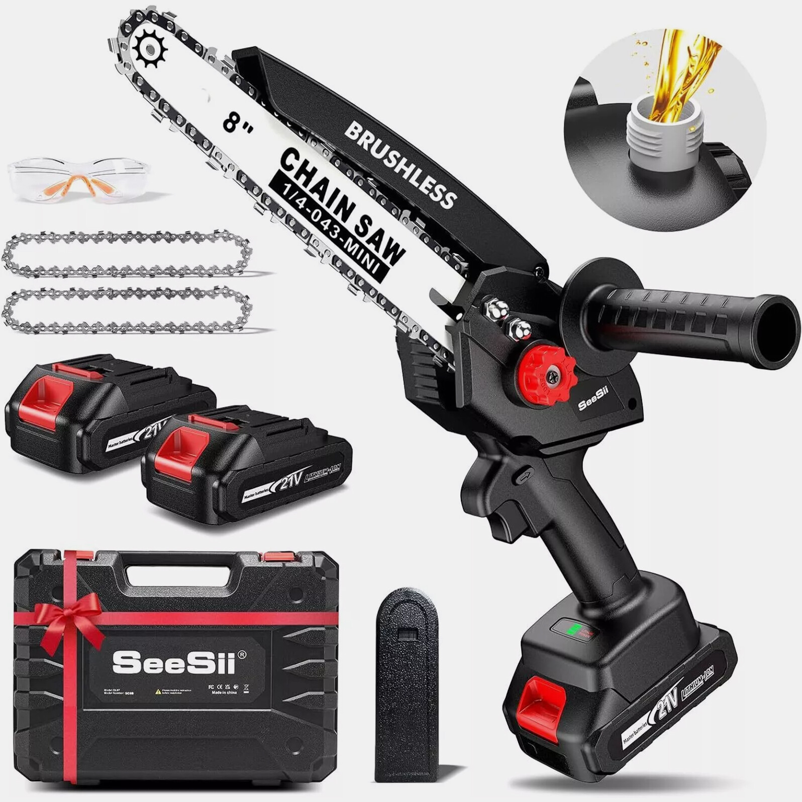 Mini chainsaw cordless 8 inch Electric Small Hand Portable Chain Saw Cut 2*2.0ah gallery