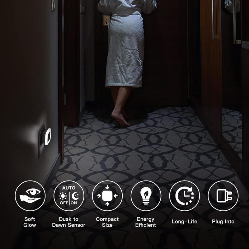 6 Pcs LED Night Light Lamp with Smart Sensor Dusk to Dawn , Daylight White 0.4W gallery