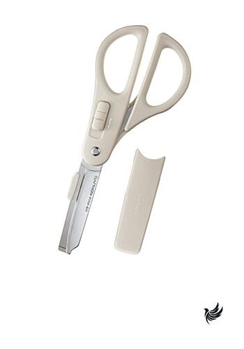 KOKUYO Scissors Cutter 2-Way Titanium Blade Khaki Hasa-T420DG (Glueless gallery