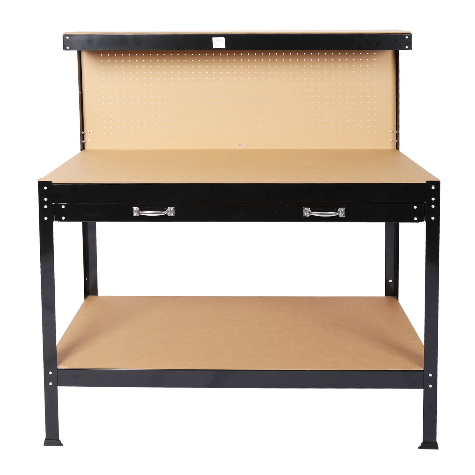 63in Steel Workbench Tool Storage Workshop Tools Table W/Drawer and Peg Board gallery