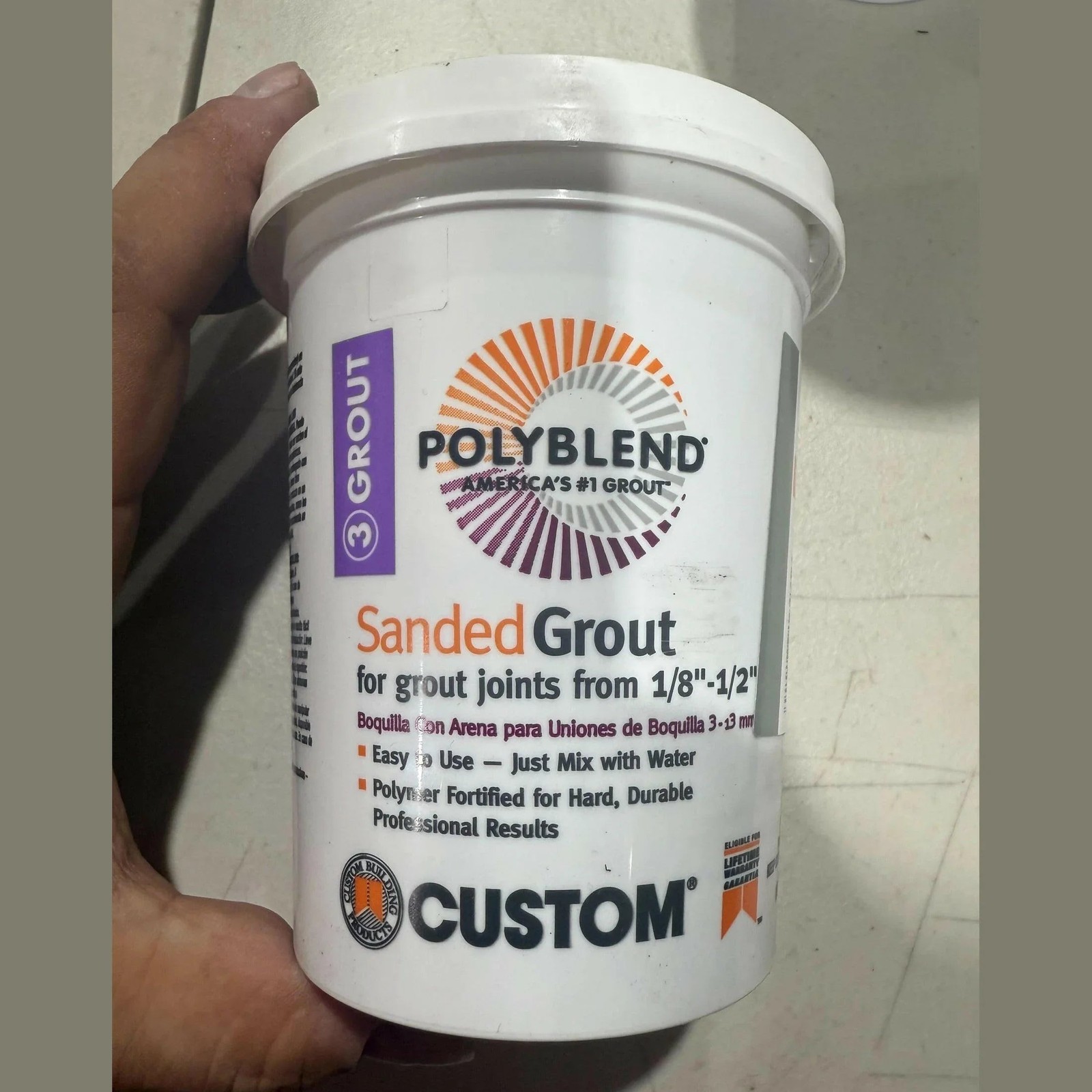 Custom Building Products PBG091-4 Polyblend Sanded Repair Grout Natural Gray New gallery