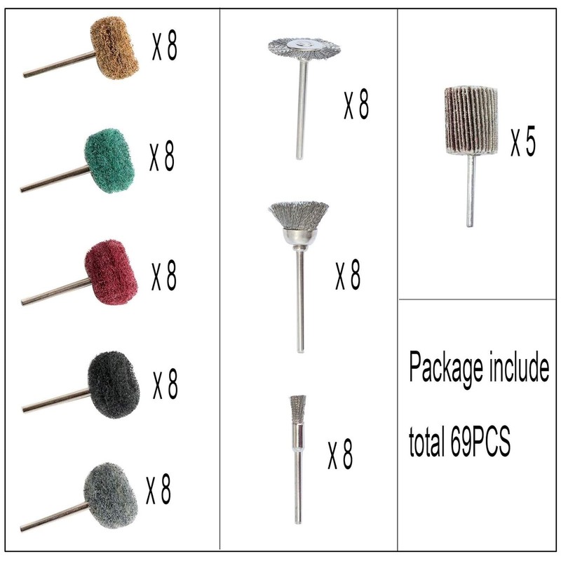 69Pcs Abrasive Wheel Polishing Buffing Grinding Brush Kit For Dremel Rotary Tool gallery