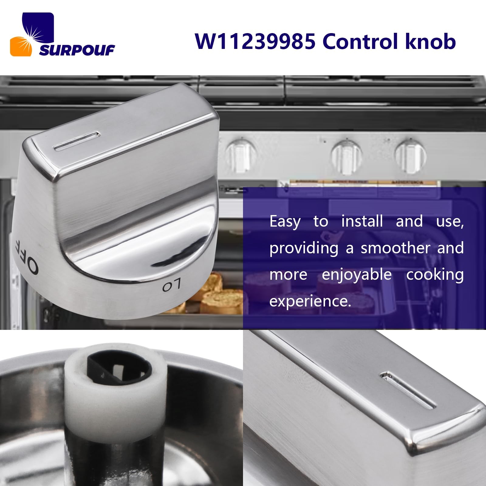 W11239985 Control Knob w10850015 Compatible With Whirlpool Gas Ranges gallery