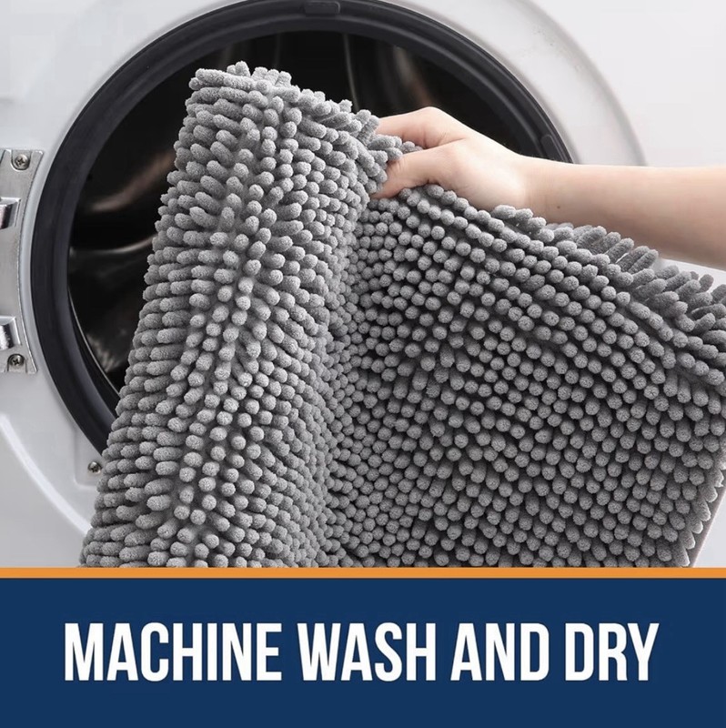 OLANLY Gray Chenille Rectangular Bath Mat Rug, Solid, Machine Wash Tumble Dry gallery