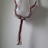 Macrame Plant Hanger, Beige, Maroon, 26", Metal, Cotton, Wood Beads, Handmade gallery