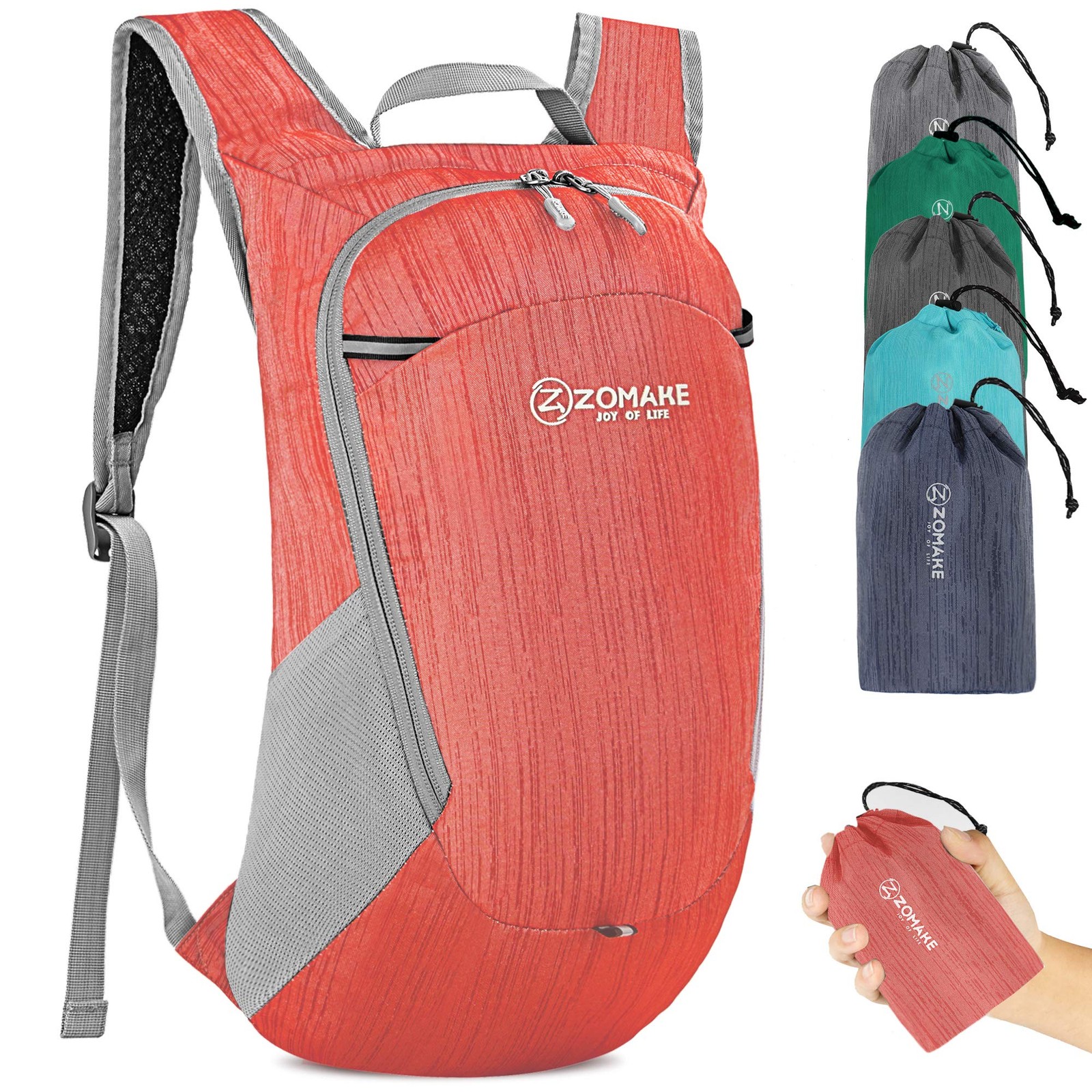 18L Ultra Lightweight Packable Backpack, Red, Water Resistant, Small, Hiking