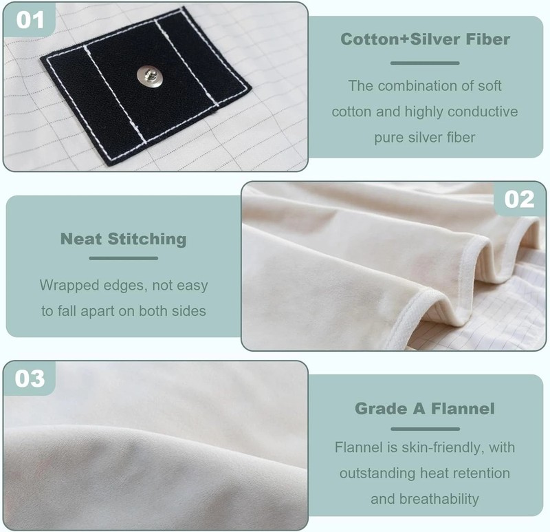 Beige Grounding Throw Blanket - Heavyweight Flannel for Enhanced Sleep Quality gallery