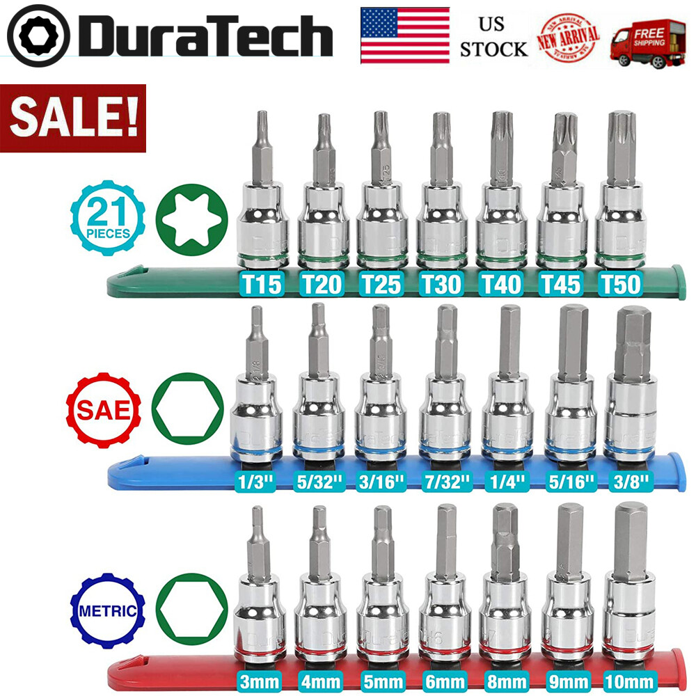 DURATECH Bit Socket 21-PC Set 3/8'' Allen Bit Socket Metric&SAE Hex Bit Sockets gallery