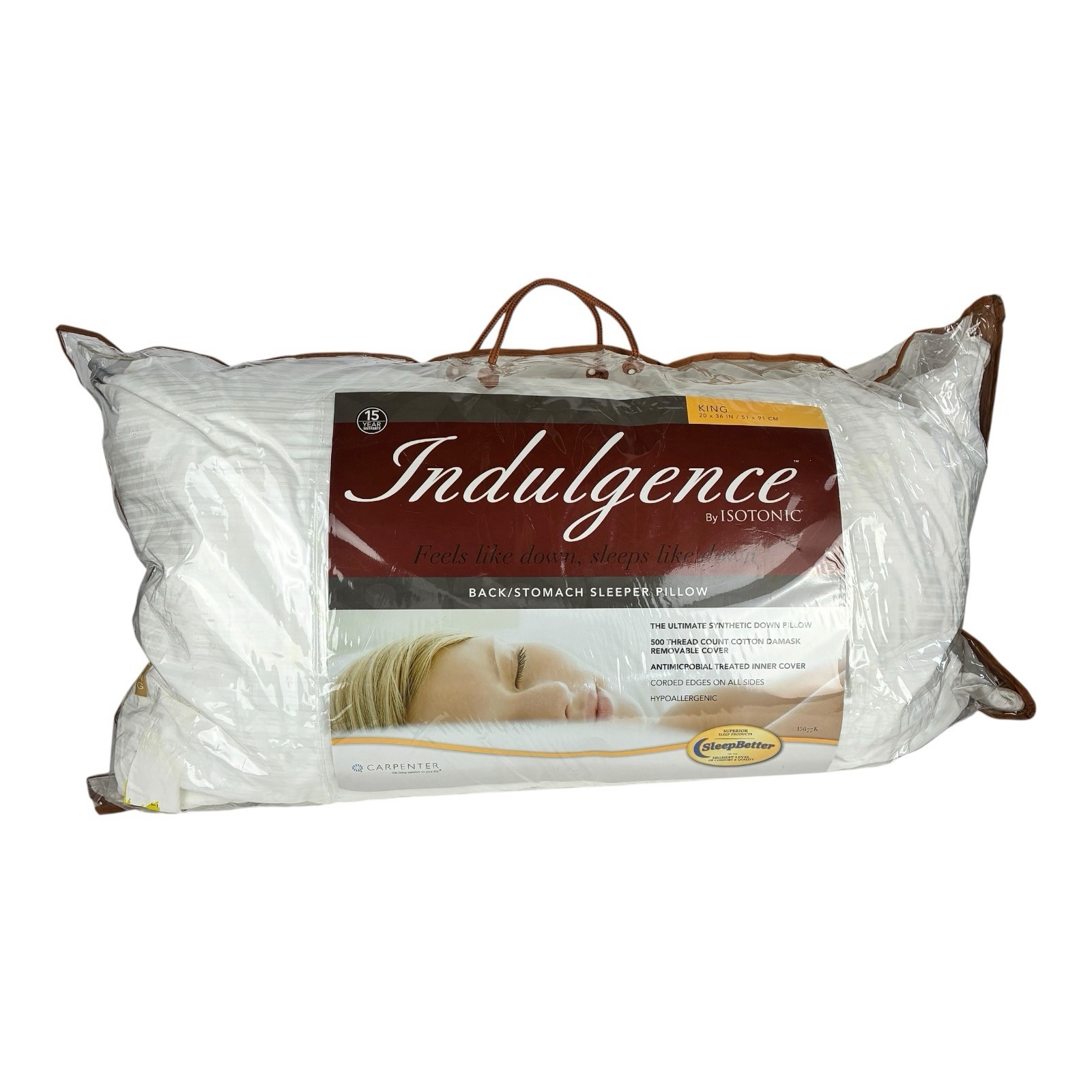 Isotonic Indulgence Synthetic Down Pillow Back Stomach Sleeper King 20" x 36" gallery
